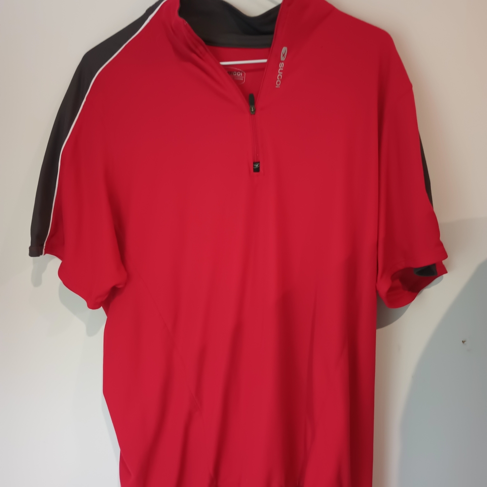 SUGOI Red Biking Shirt with Black Accents